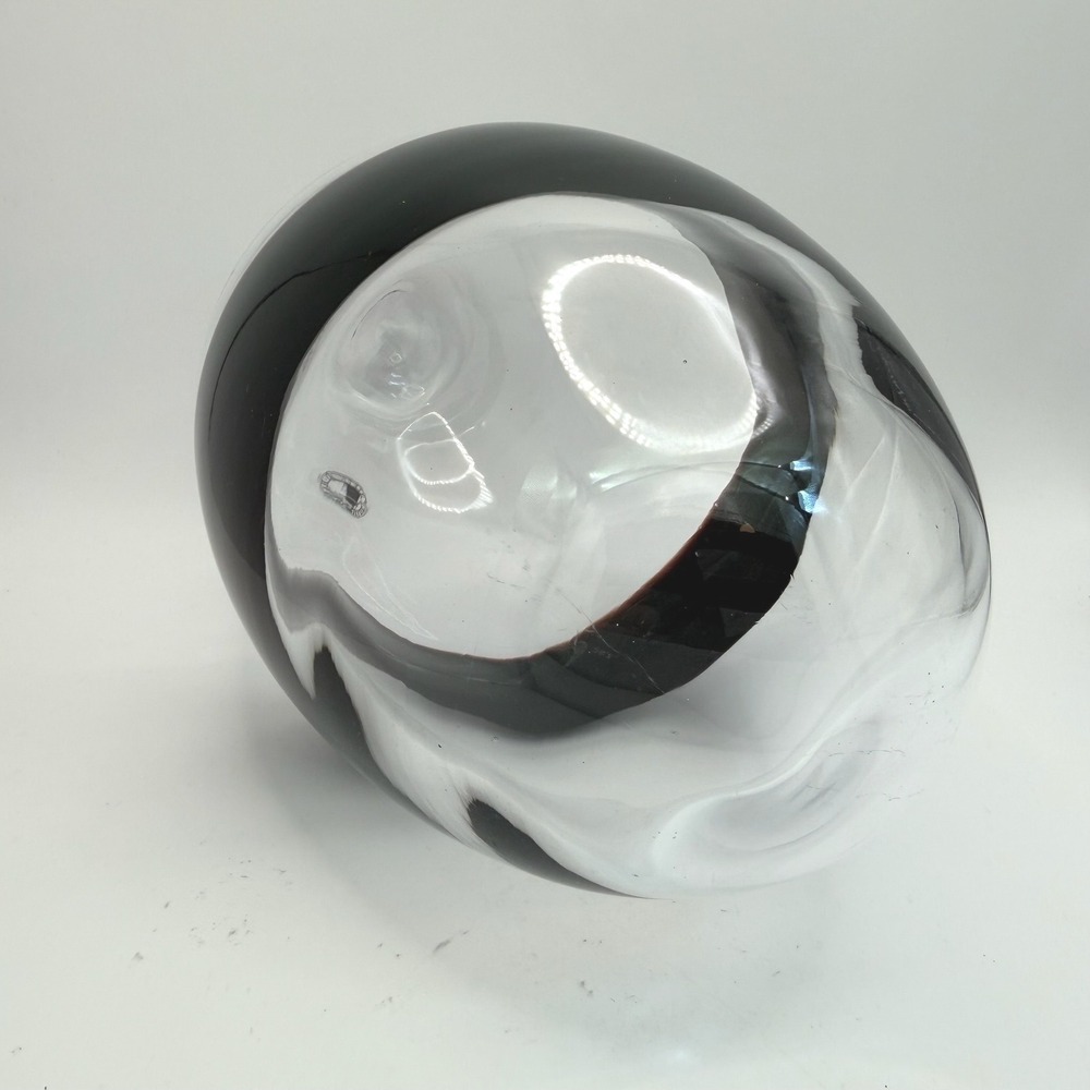 Bjorn Ronnquist Swedish Hand Blown Art‎ Glass Egg 9" Purple Stripe Label - Picture 6 of 12